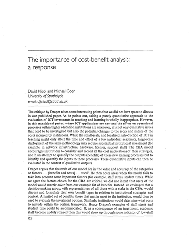 The importance of cost-benefit analysis:a response