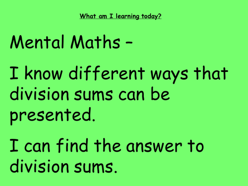 Mental Maths - Division powerpoint