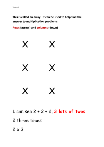 Multiplication - describing & calculating arrays