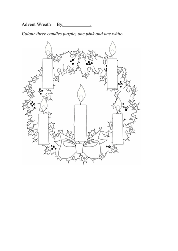 Advent Wreath Colouring Sheet Five Candles