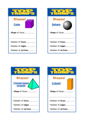 3D Shapes Top Trump Cards