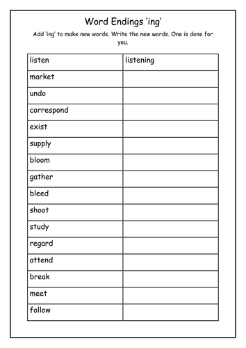  ing Words By UK Teaching Resources TES