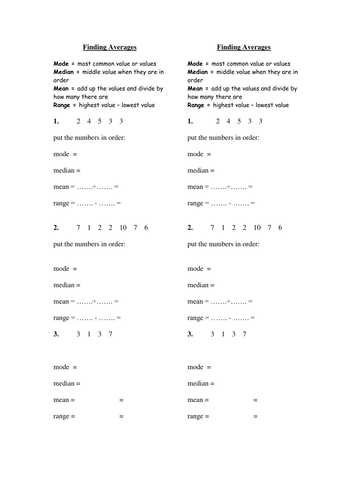 Finding averages structured starter