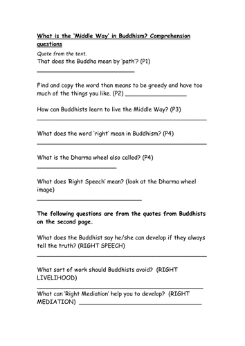 Buddhism 6 lessons exploring The Middle Way KS2/3