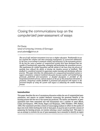 Closing the loop on computerized peer-assessment