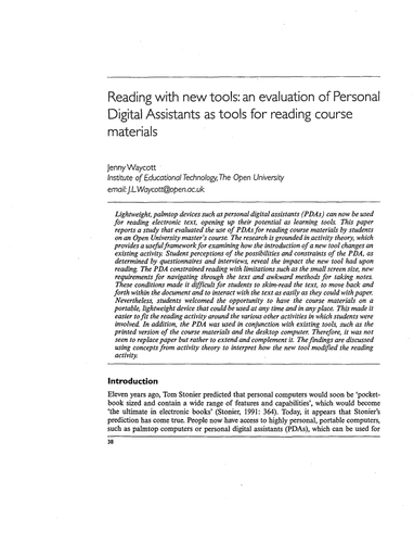 Reading with new tools: an evaluation