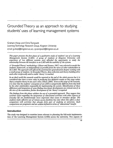 Grounded Theory - an approach to studying students