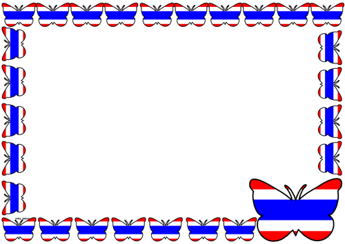 Thailand Flag Themed Lined paper and Pageborders