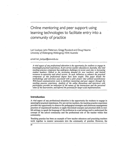Online mentoring and peer support: learning tech