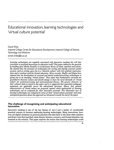Educational innovation & learning technologies