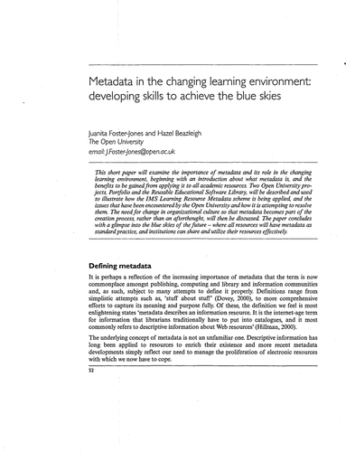 Metadata in the changing learning environment