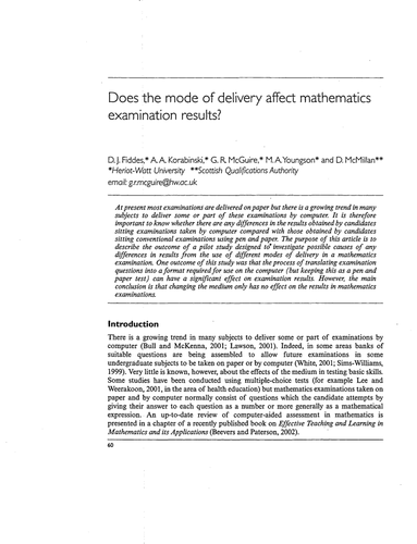 Does the mode of delivery affect maths results?