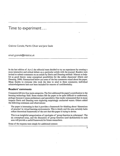 Time to experiment...