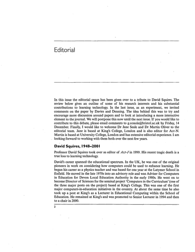 Vol 9, No 3 (2001) - Editorial
