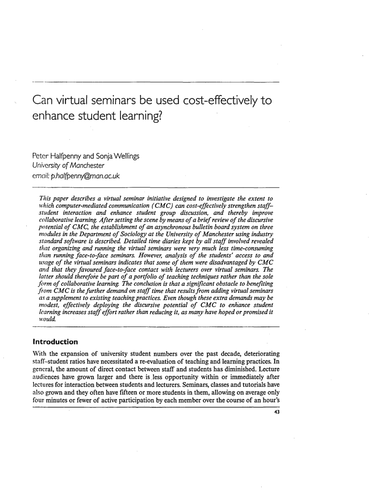 Can virtual seminars be used cost-effectively?