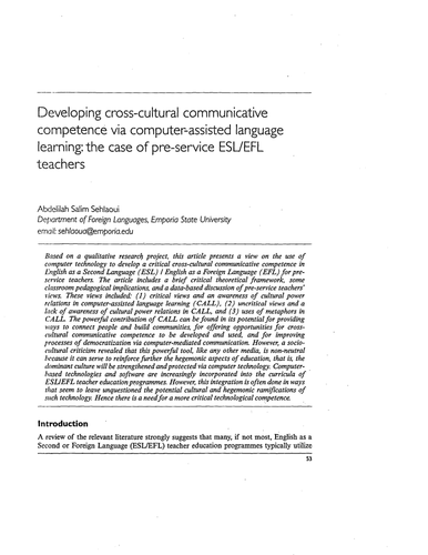 Developing cross-cultural communicative competence
