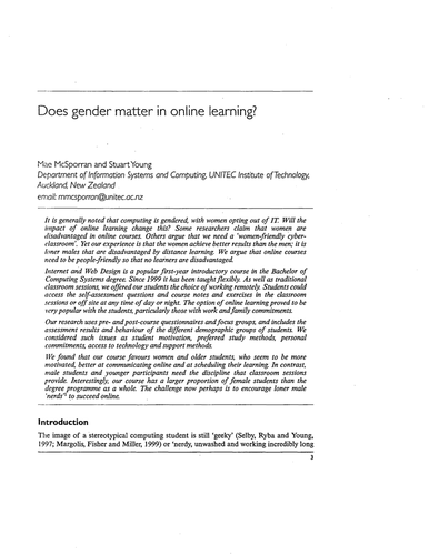 Does gender matter in online learning?