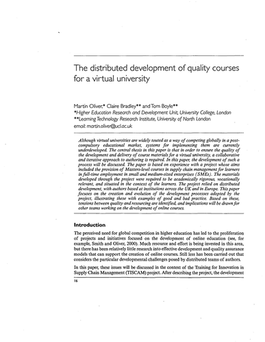 The distributed development of quality courses
