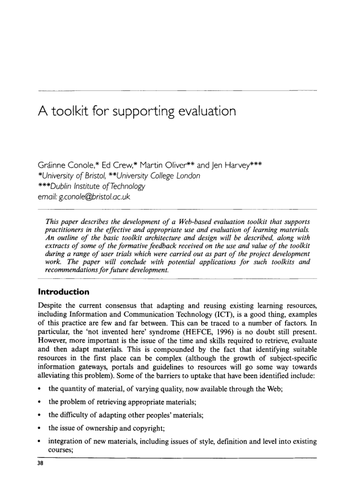 A toolkit for supporting evaluation