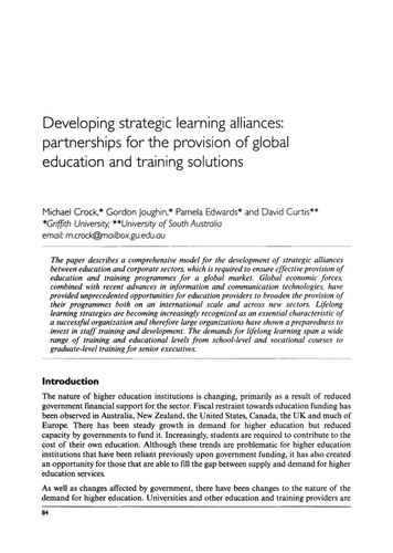 Developing strategic learning alliances