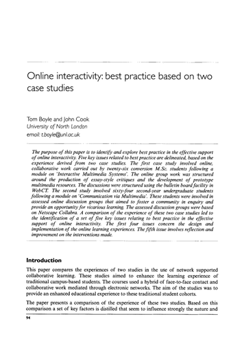 Online interactivity: best practice