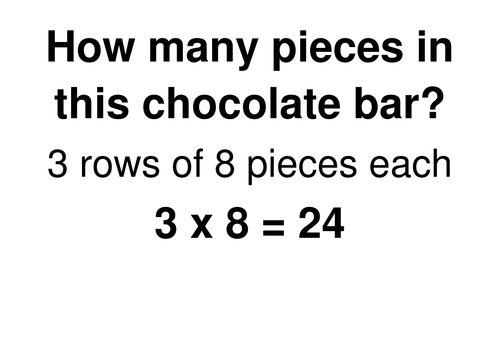Fractions of quantities, using chocolate bars