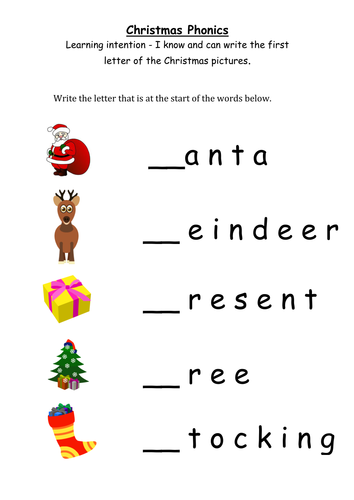 Christmas Phonics - initial sound recognition | Teaching Resources