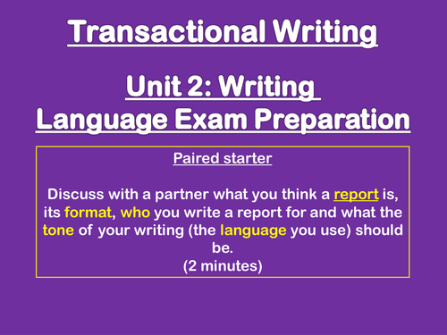Writing a Report - exam preparation