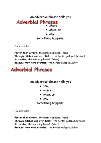 Adverbial phrase resource