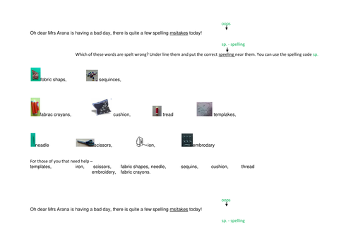 Spelling Mistakes Starter Activity Teaching Resources