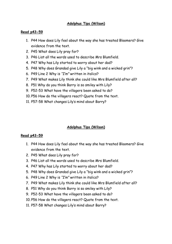 Adolphus Tips Guided Reading Plans