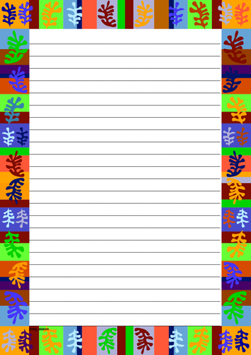 Coral Reef Themed Lined paper and Pageborders