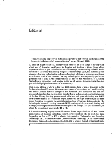 Vol 8, No 3 (2000) - Editorial