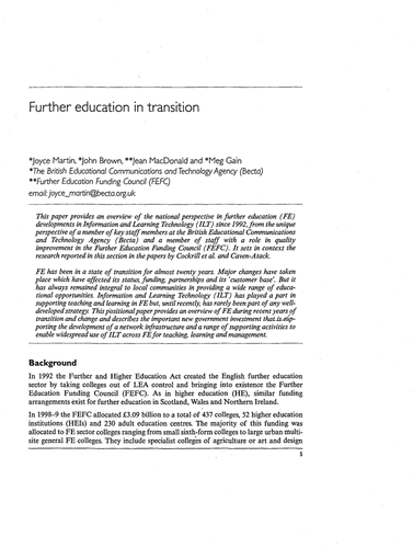 Further education in transition