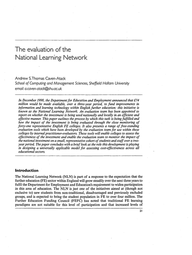 The evaluation of the National Learning Network