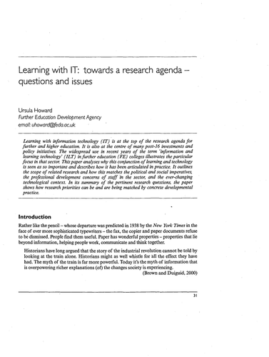 Learning with IT: towards a research agenda