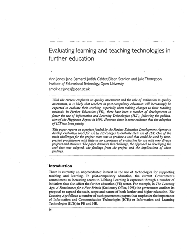 Evaluating learning and teaching technologies