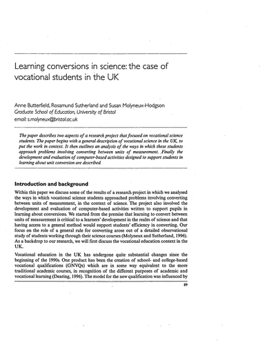 Learning conversions in science