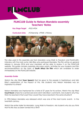 Into Film's Guide to Nelson Mandela Secondary Assembly