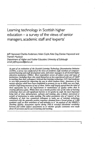 Learning technology in Scottish higher education