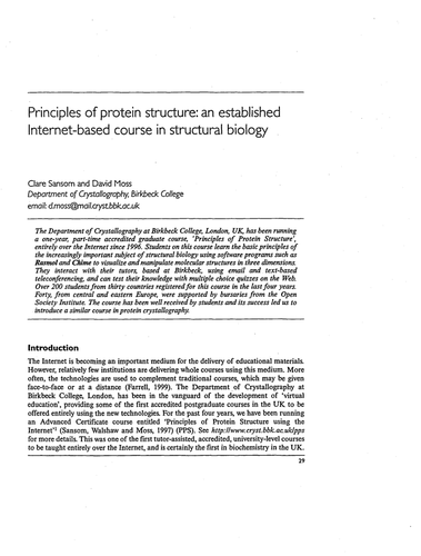 Principles of protein structure