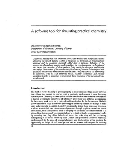 A software tool for simulating practical chemistry