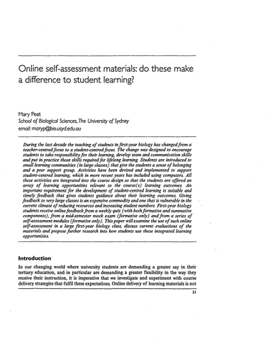 Online self-assessment materials:make a difference