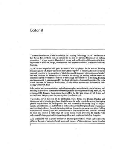 Vol 8, No 1 (2000) - Editorial