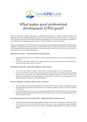 What makes good professional development great?