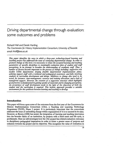 Driving departmental change through evaluation