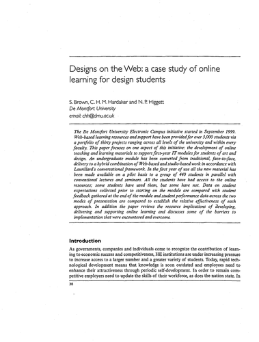 Designs on the Web:a case study of online learning