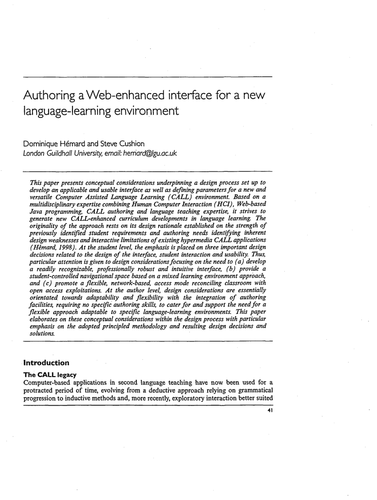 Authoring a Web-enhanced interface