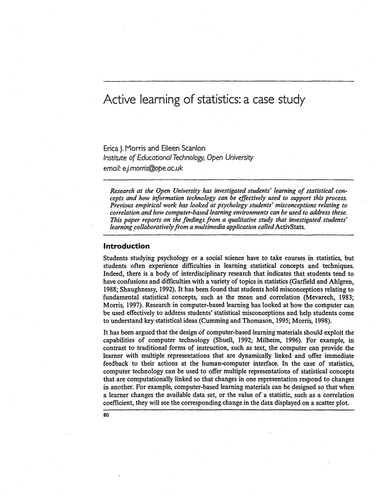 Active learning of statistics: a case study
