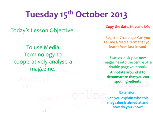 Task & Lessons Magazines & Audience Scheme